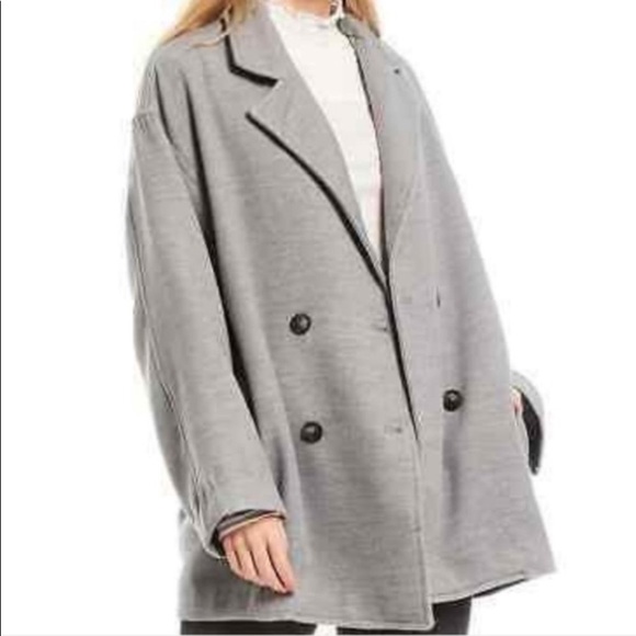 Free People Hannah Oversized Slouchy Blazer /Pea Coat in Washed Black - Picture 10 of 16